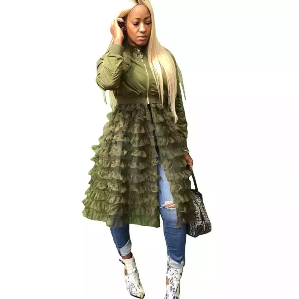 Green ruffle jacket